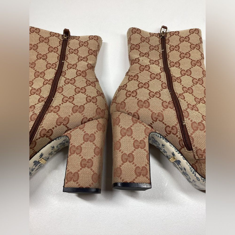Gucci GG Monogram Victoire 95mm Ankle Boots Beige Ruggine Rust Size EU 39 - Picture 8 of 17